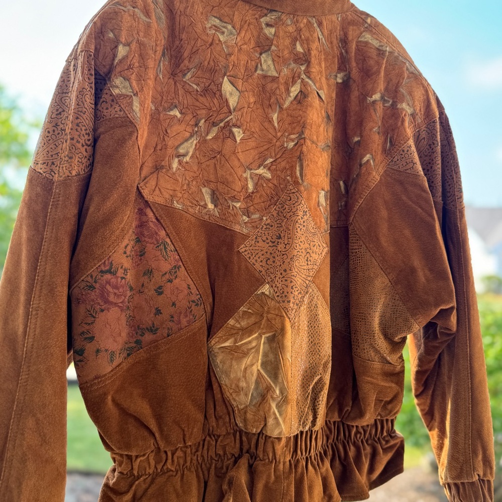 Vintage Winlit Statement Leather Patchwork Bomber - image 3